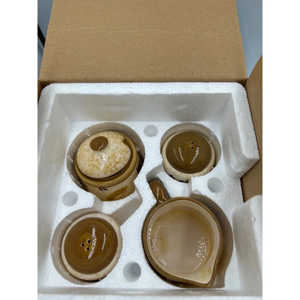 Harvest Leaf Design Vintage Serving Set 6 Piece Ceramic Fall Thanksgiving Decor